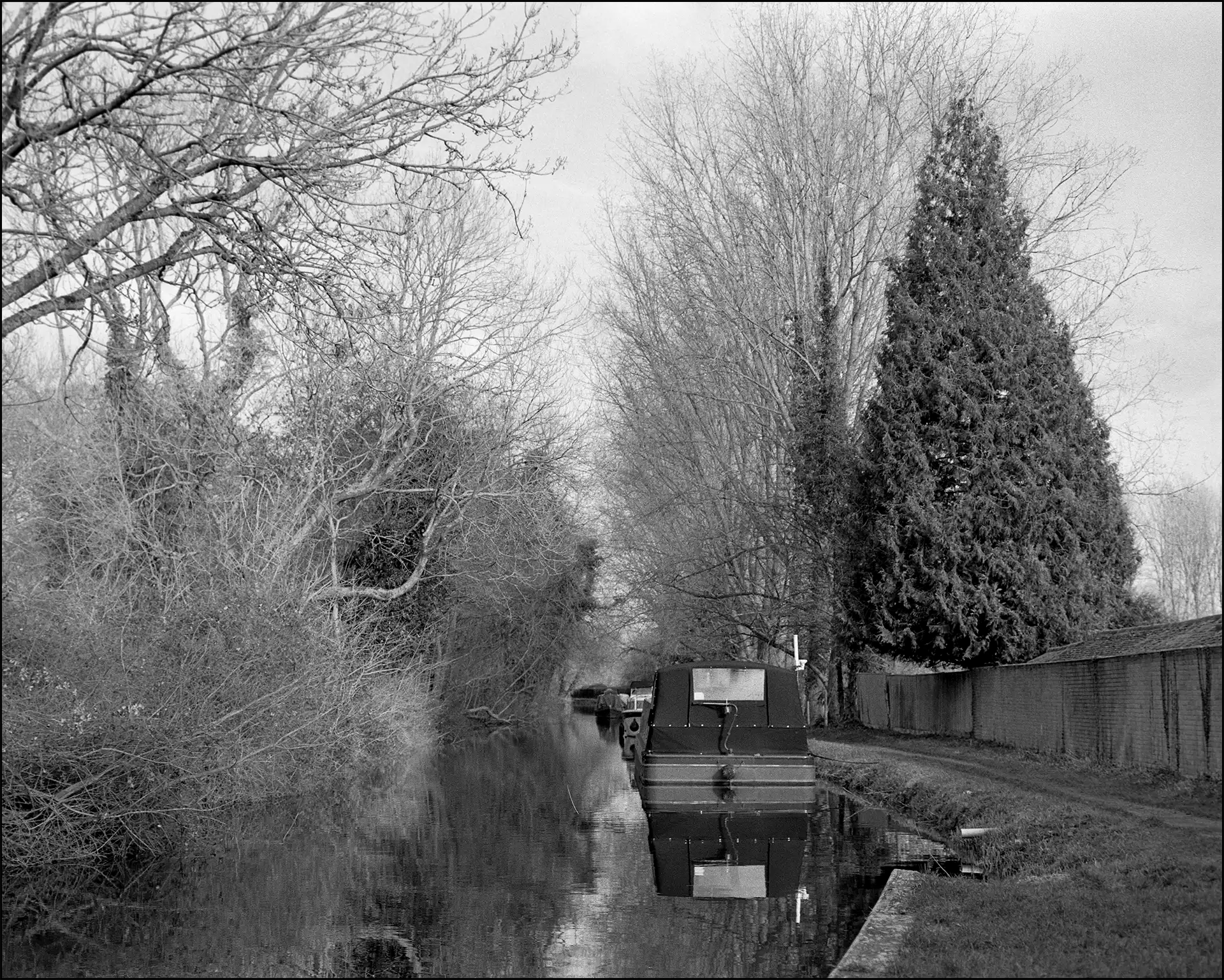 Narrow Boats on the Kennet and Avon Canal. photographed on Kentmere Film